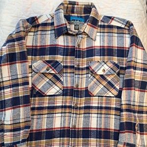 MENS Flannel shirt jacket. Authentic BTC, XL, PAttern Plaid blue